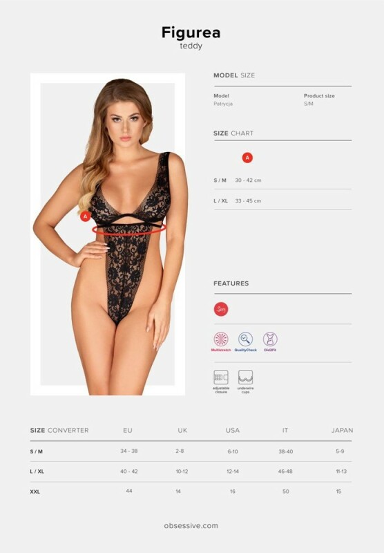 Боді сексуальне мереживне S/M Figurea Obsessive, чорне - Изображение 4