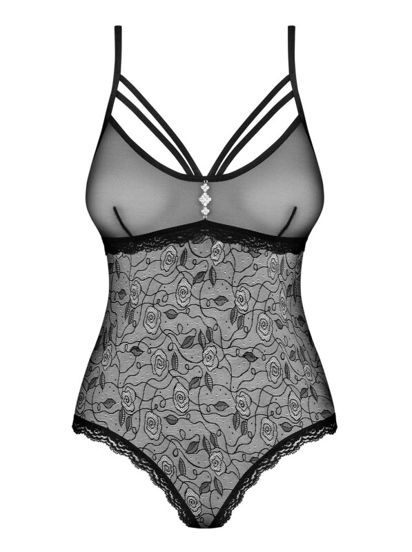 Боді сексуальне з інтимним вирізом M/L 818-TED-1 Obsessive, чорне - Изображение 2