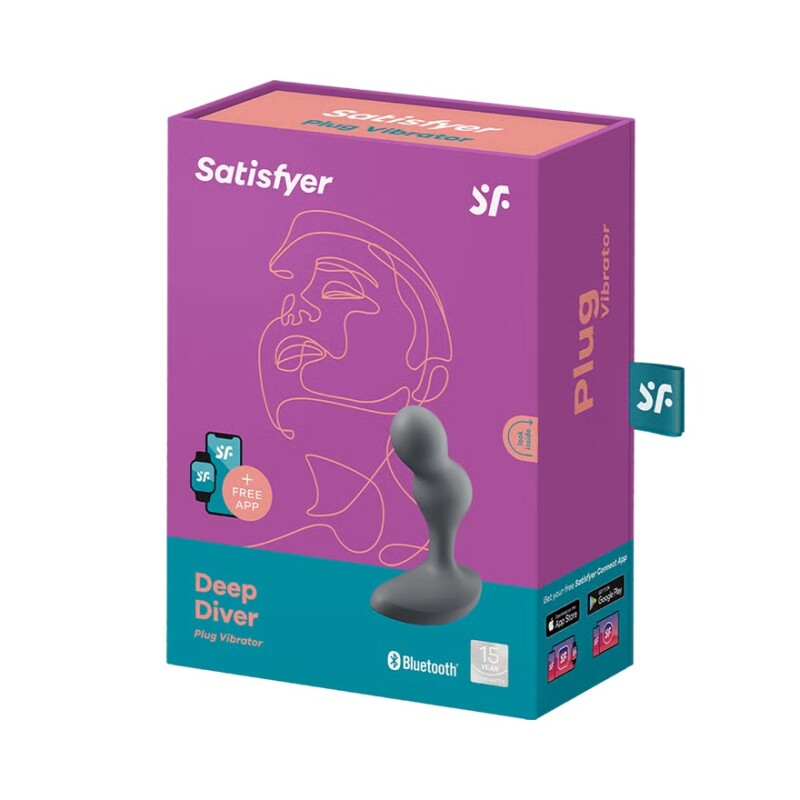 Анальний вібратор Satisfyer Deep Diver з додатком, сірий, 11.2 х 4.3 см - Зображення 1