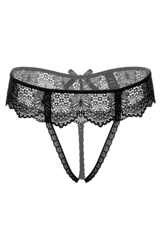 Трусики сексуальні з відкритою інтимною зоною S/M Delphine Daring Intimates, чорні - Изображение 1