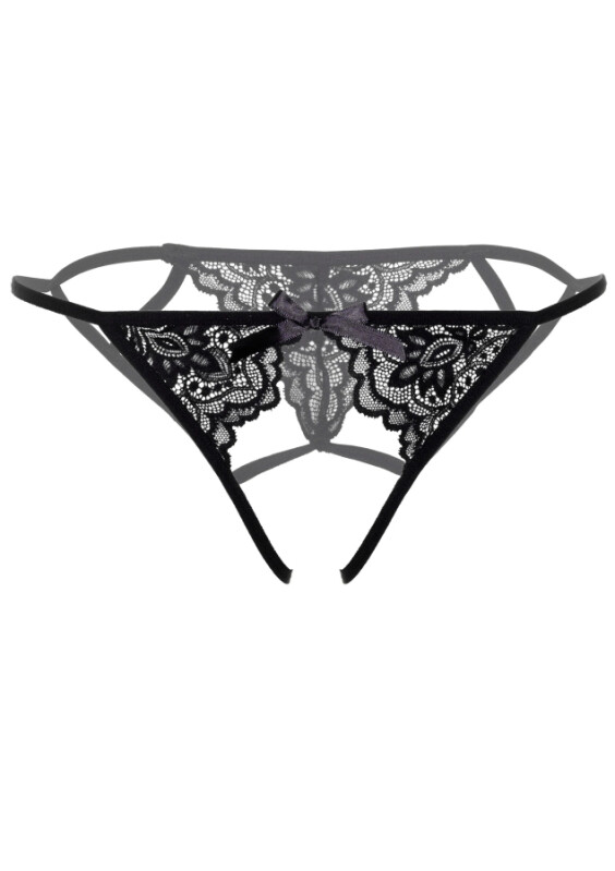 Трусики сексуальні з інтимним вирізом S/M Inez Daring Intimates, чорні - Зображення 2