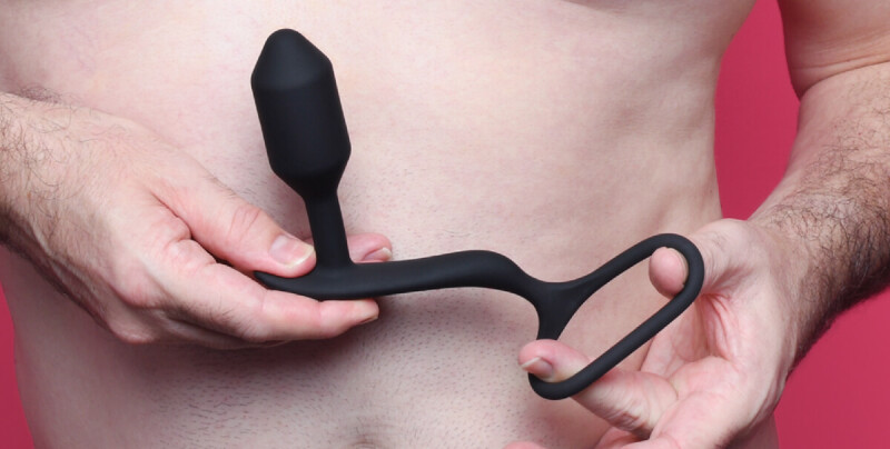 Анальна пробка з ерекційним кільцем B-Vibe Snug &amp; Tug силіконова, чорна, 10.7 х 3 см - Зображення 8