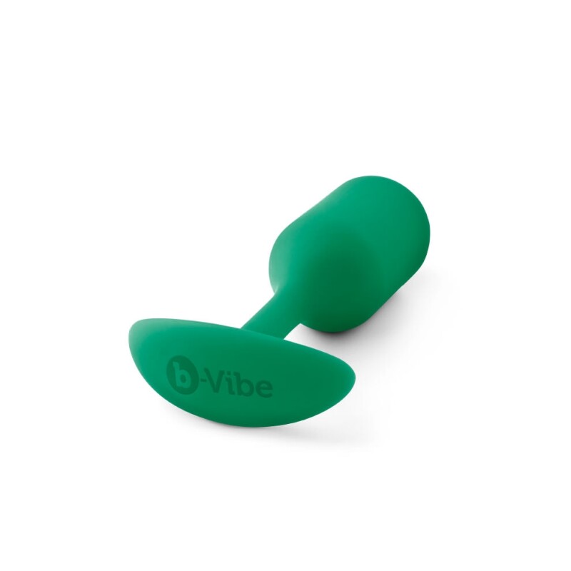 Анальна пробка зі зміщеним центром ваги B-Vibe Snug Plug 2, силіконова, зелена, 10.5 х 3 см - Зображення 3