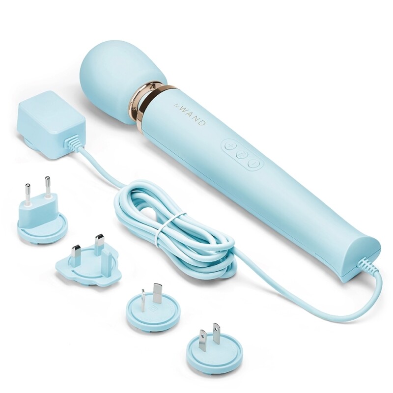 Вібратор-мікрофон з кабелем Le Wand Plug-In, силіконовий, блакитний, 34 х 6 см - Изображение 5