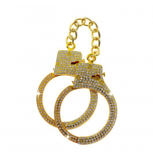 Наручники зі стразами Taboom Diamond Wrist Cuffs Gold з 2 ключами, золоті, 6.5 см - Зображення 2
