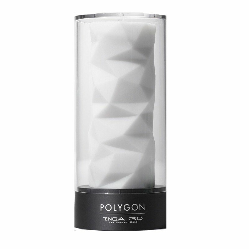 Мастурбатор хай-тек рельєфний Polygon 3D Tenga, білий, 15 х 7 см - Зображення 3