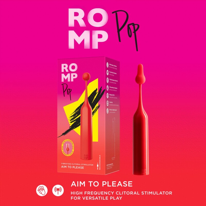 Вібратор для клітора з двома насадками Romp Pop, червоний, 14.3 х 2.4 см - Зображення 9