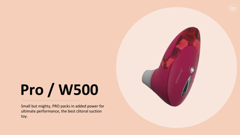 Кліторальний стимулятор Womanizer Pro W500 Magenta з принтом мережива, фіолетовий - Зображення 6