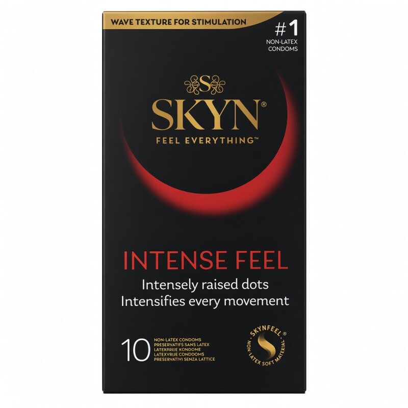 Презервативи з рельєфом Skyn Intense Feel, безлатексні (полізопрен), 10 шт