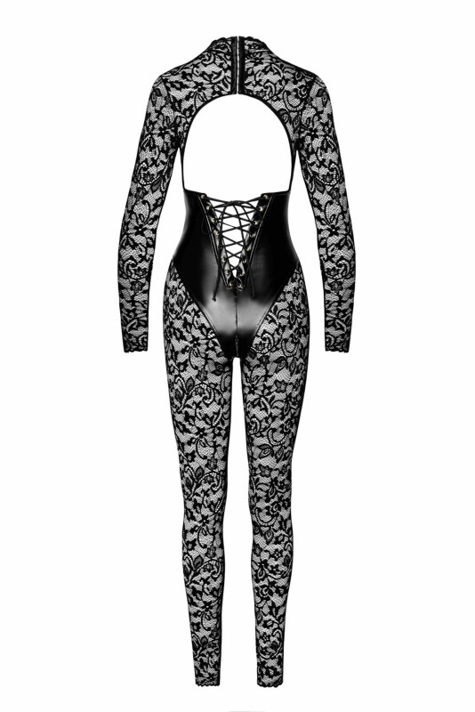 Комбінезон еротичний мереживний M Enigma F299 Noir Handmade, з блискавкою, чорний - Зображення 5