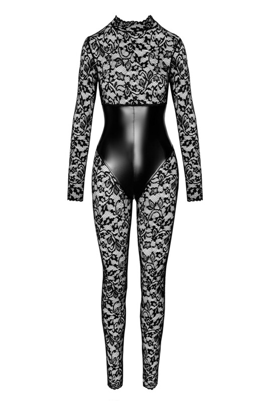 Комбінезон еротичний мереживний M Enigma F299 Noir Handmade, з блискавкою, чорний - Зображення 4