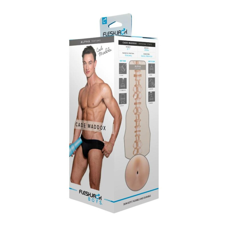 Маструбатор анус з кібершкіри в колбі FleshLight Fleshjack Boys Cade Maddox, бежевий, 24.8 см - Зображення 1