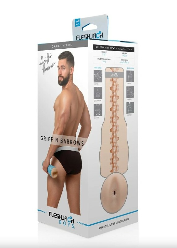 Маструбатор анус кібершкіра в колбі, Fleshjack Boys Griffin Barrows Cake Signature Butt, бежевий, 24.8 см - Зображення 1