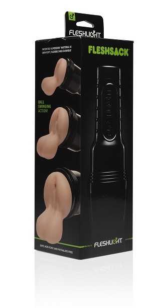 Мастурбатор анус з мошонкою для геїв, з кібершкіри Fleshlight FleshSack, бежевий, 28 см - Изображение 1