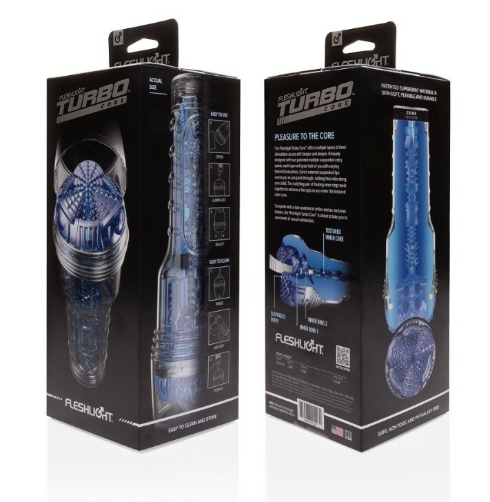 Мастурбатор з кібершкіри Fleshlight Turbo Core Blue Ice (RP), прозорий, 25 х 10 см - Зображення 1