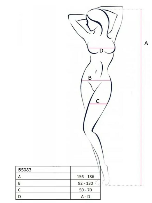 Боді сітка Passion BS083, з інтимним вирізом, чорне, One size - Зображення 3