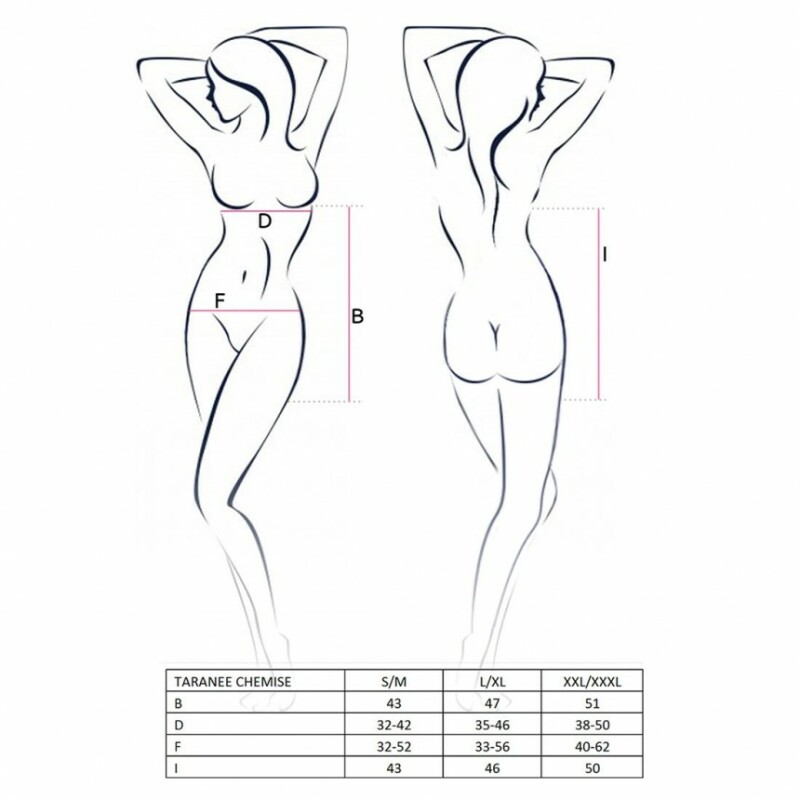 Сорочка Passion Taranee, приталена , з стрінгами, чорна, S/M - Изображение 2