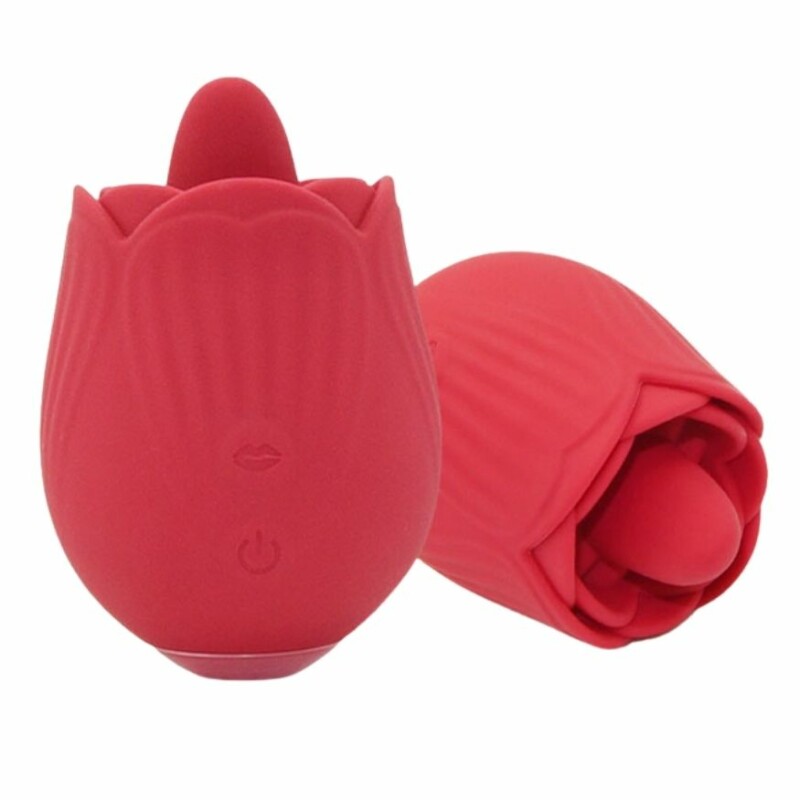 Вібратор для клітора з язичком Sweet Em Tongue Licking у формі троянди, червоний, 8 х 5 см - Зображення 1