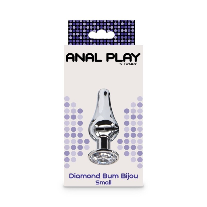 Анальна пробка Toy Joy Diamond Bum Bijou S із кристалом, срібляста, 9.2 х 3 см - Зображення 1