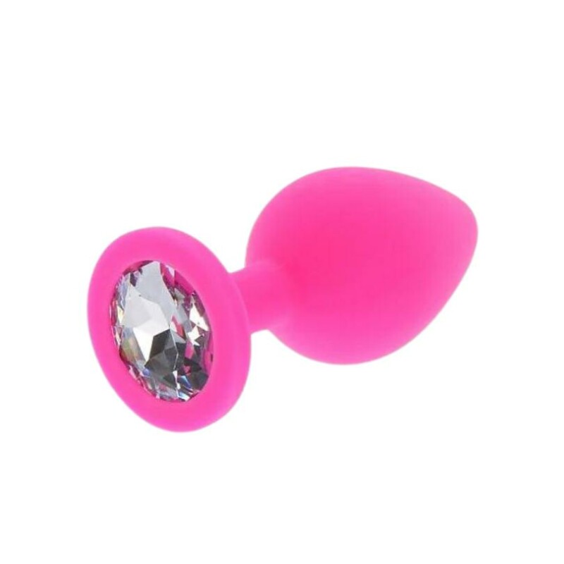 Анальна пробка L з кристалом Toy Joy, силіконова, рожева, 9 х 4.5 см - Зображення 1