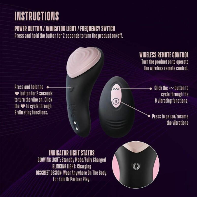 Вібратор у трусики Temptasia Heartbeat Panty Vibe з пультом, 8.9 х 4.4 см - Зображення 9