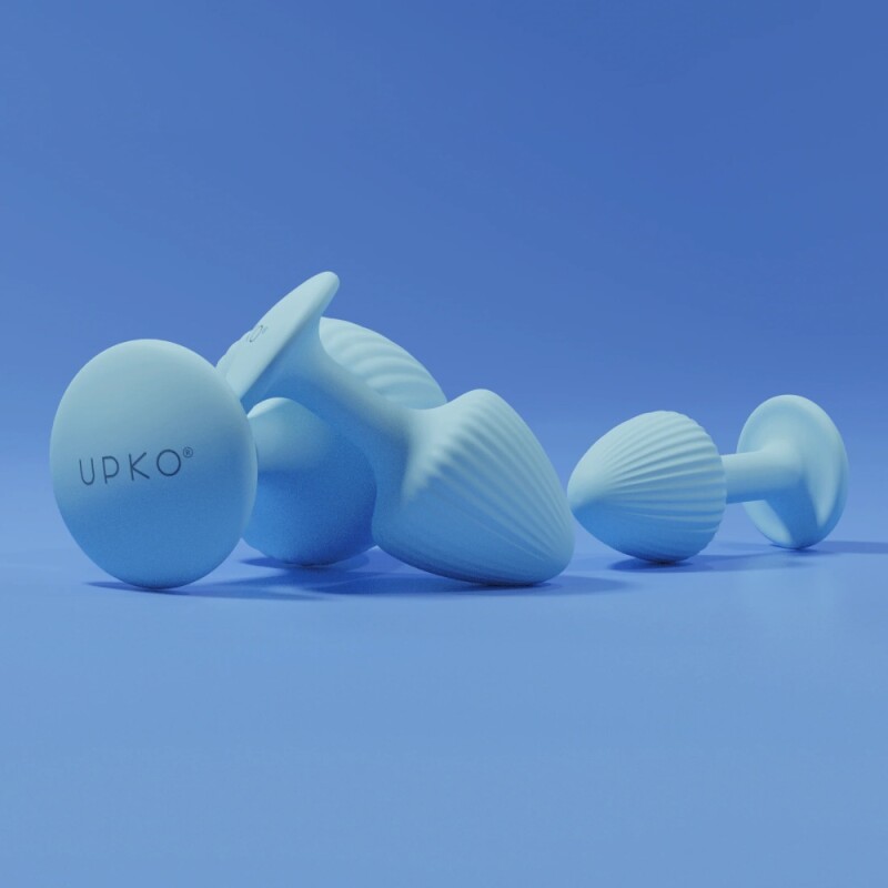 Набір анальних пробок The Mushroom UPKO, силіконові, блакитні, 3 шт. - Зображення 3