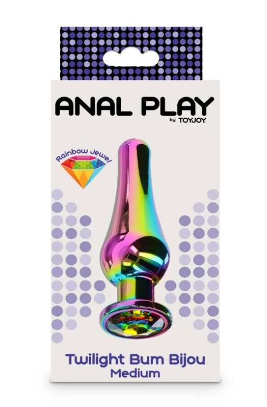 Анальна пробка металева зі стразом ToyJoy Twilight Bum Bijou Medium, кольорова, 11 х 3.3 см - Зображення 1