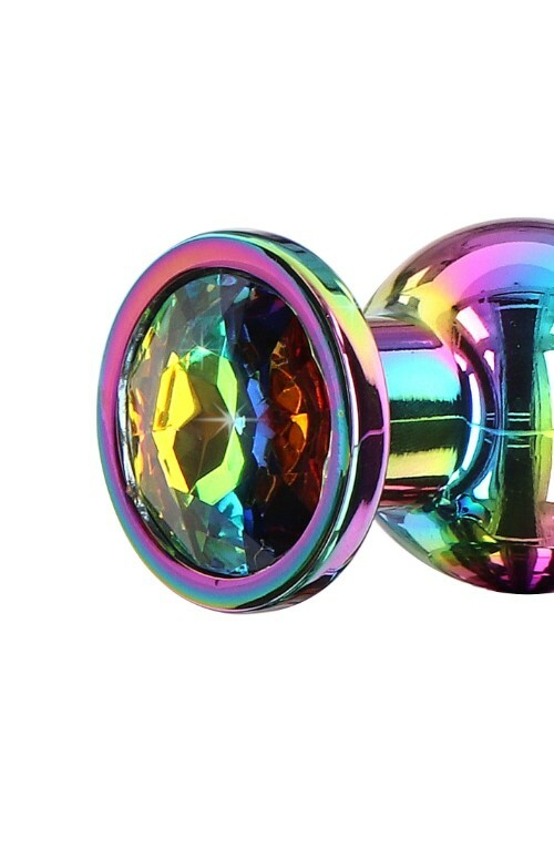 Анальна пробка металева зі стразом ToyJoy Twilight Bum Bijou Medium, кольорова, 11 х 3.3 см - Зображення 3