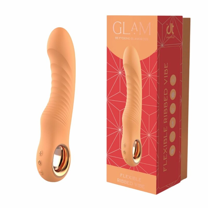Вібратор ребристий Dream Toys Glam Glam Flexible Ribbed Vibe помаранчевий, 22 х 3.9 см
