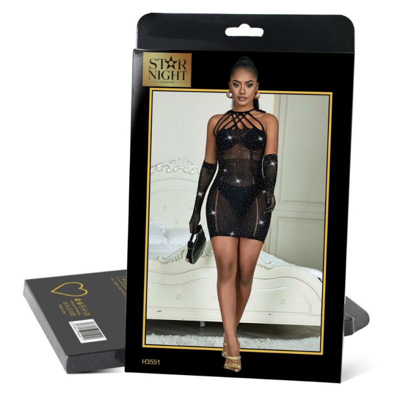 Платье со стразами Star Night Sexy Sparkle черное, XS-M - Зображення 7
