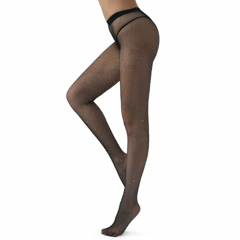 Колготки в сітку зі стразами Star Night Diamonds чорні, XS-L - Зображення 1