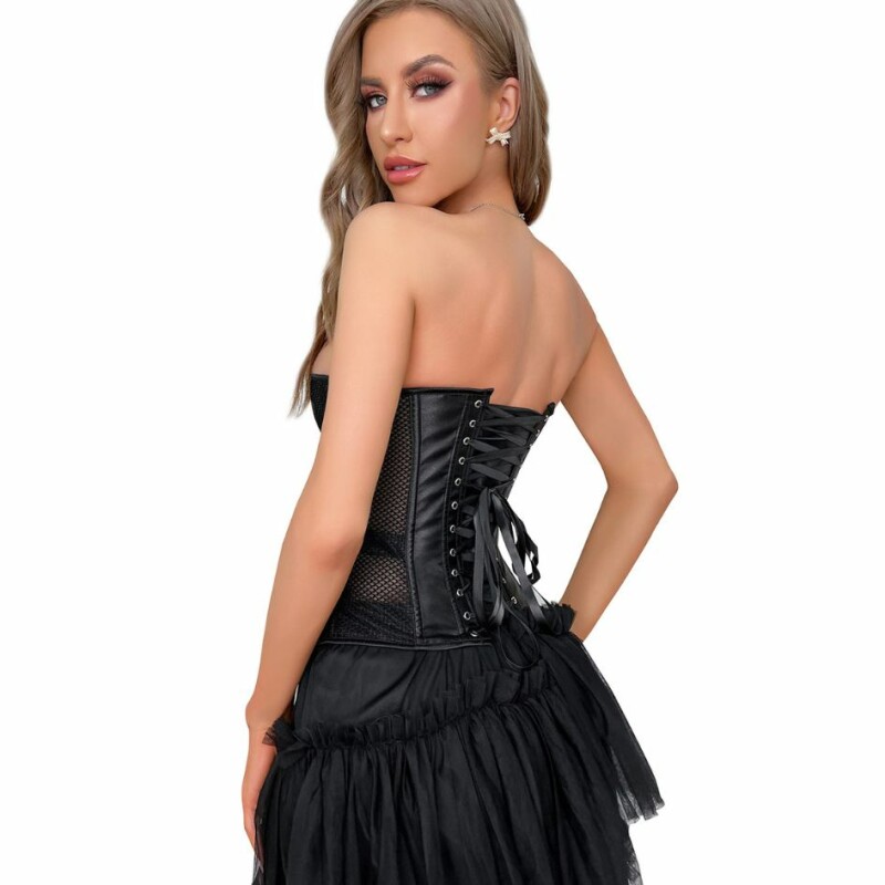 Корсет із сітки Star Night Grid Corset, S, з гачками й шнурівкою, чорний - Зображення 1