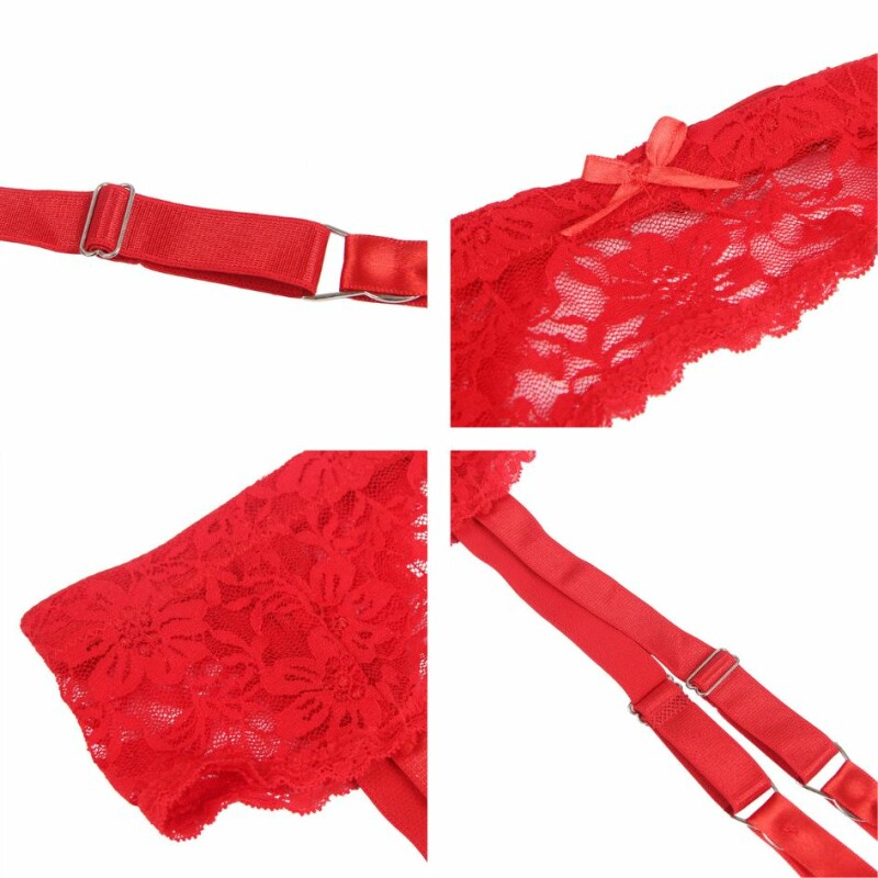 Пояс для панчіх з трусиками Star Night Lace Garter and Panty червоний, XS-S - Зображення 2
