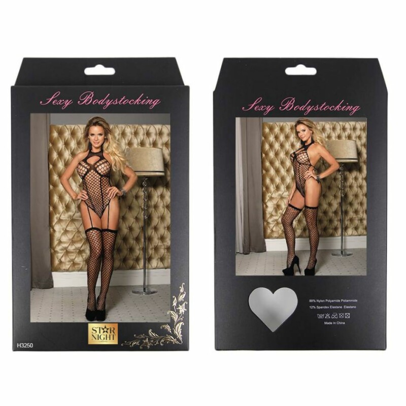 Комбінезон-сіточка Star Night Halter Top Fishnet Bodystocking чорний, XS-M - Изображение 3