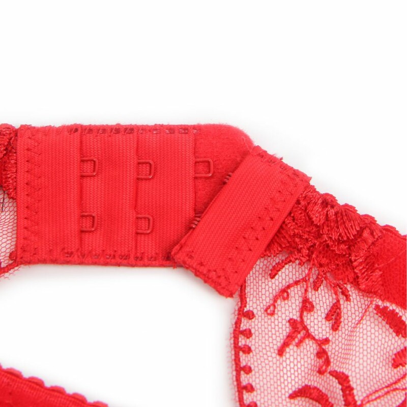 Пояс для панчіх з трусиками Star Night Embroidery Lace, S, з вишивкою, червоний - Зображення 6