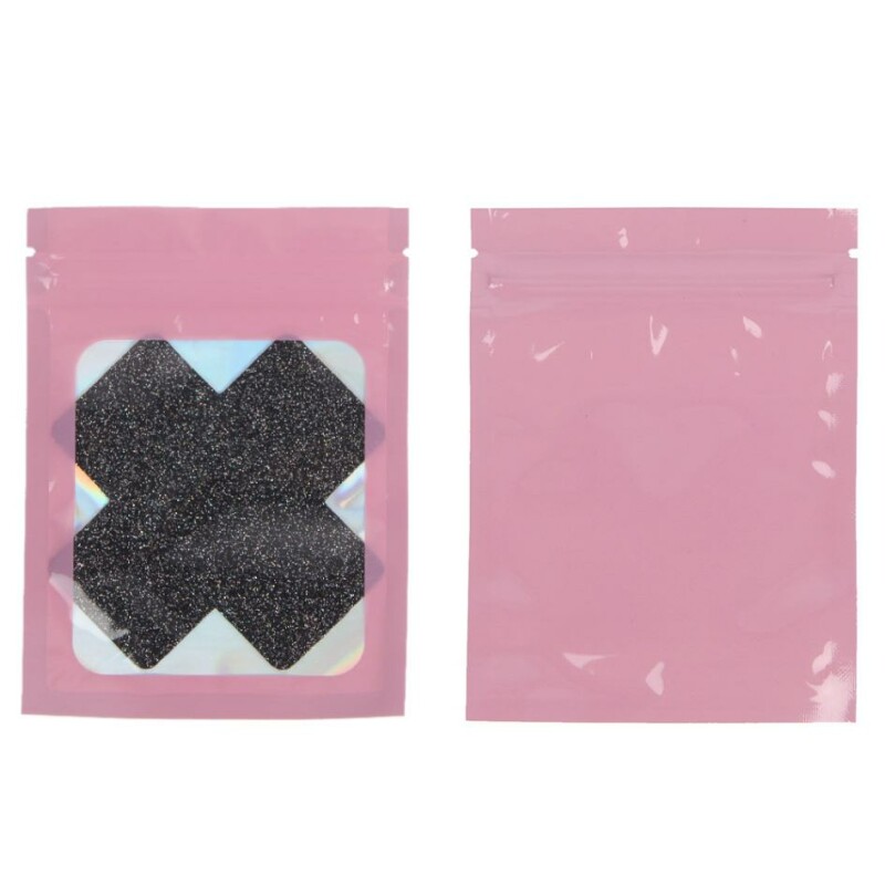 Наклейки на соски з блискітками Star Night Nipple Cover у формі іксів, чорні, 8 х 8 см - Зображення 2
