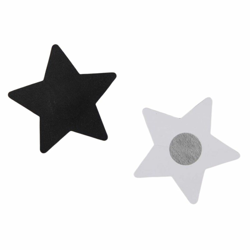 Наклейки на соски у вигляді зірочок Star Night одноразові, чорні, 8 х 8 см - Зображення 1