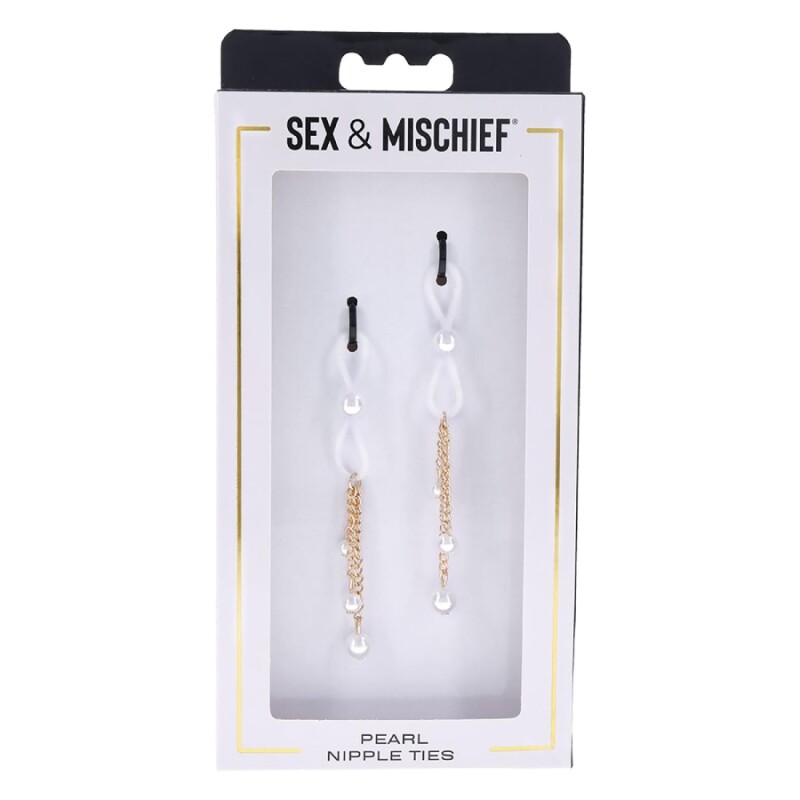 Затискачі для сосків Sex & Mischief з декоративними перлинами, золоті - Зображення 1
