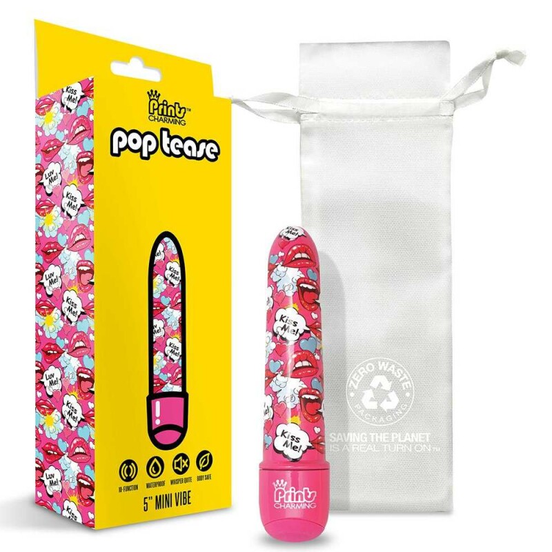 Міні-вібратор Global Novelties Prints Charming Pop Tease з яскравим принтом, різнокольоровий, 12.7 х 2.5 см - Зображення 2