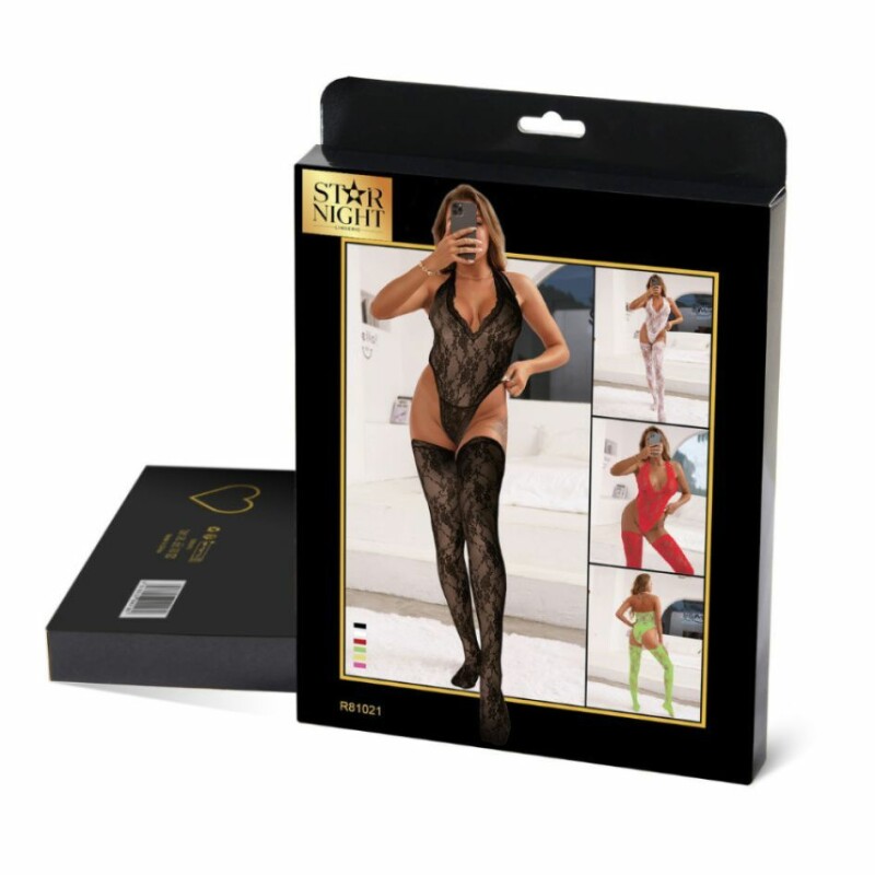 Комплект боді та панчохи Star Night Sexy Lace з мережива, зелений, XS-S - Зображення 4