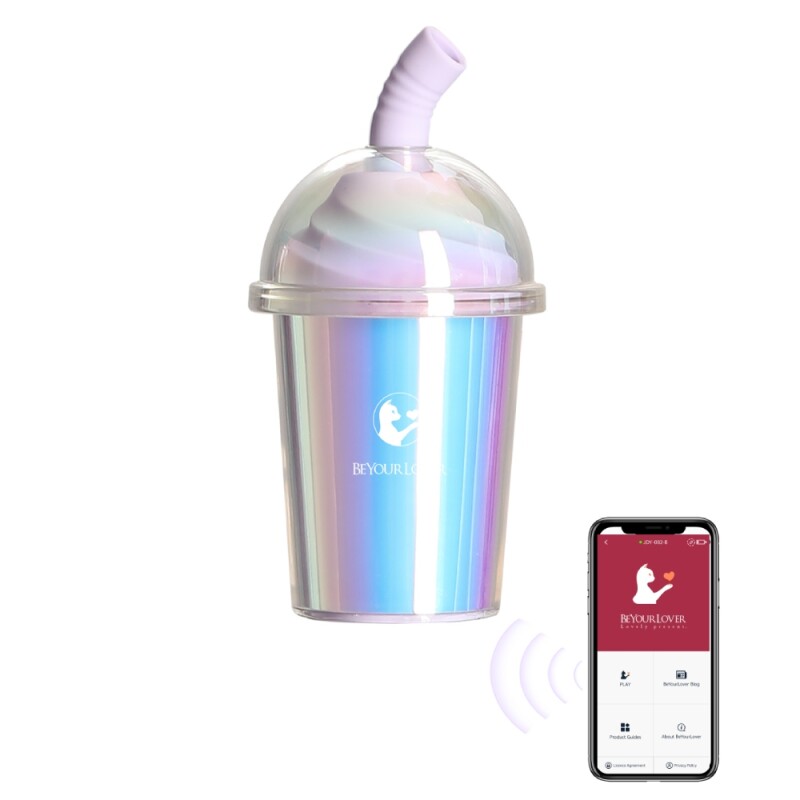 Вакуумний стимулятор у формі стаканчика з трубочкою BeYourLover Joy Cup голубий, 9.1 х 4.6 см