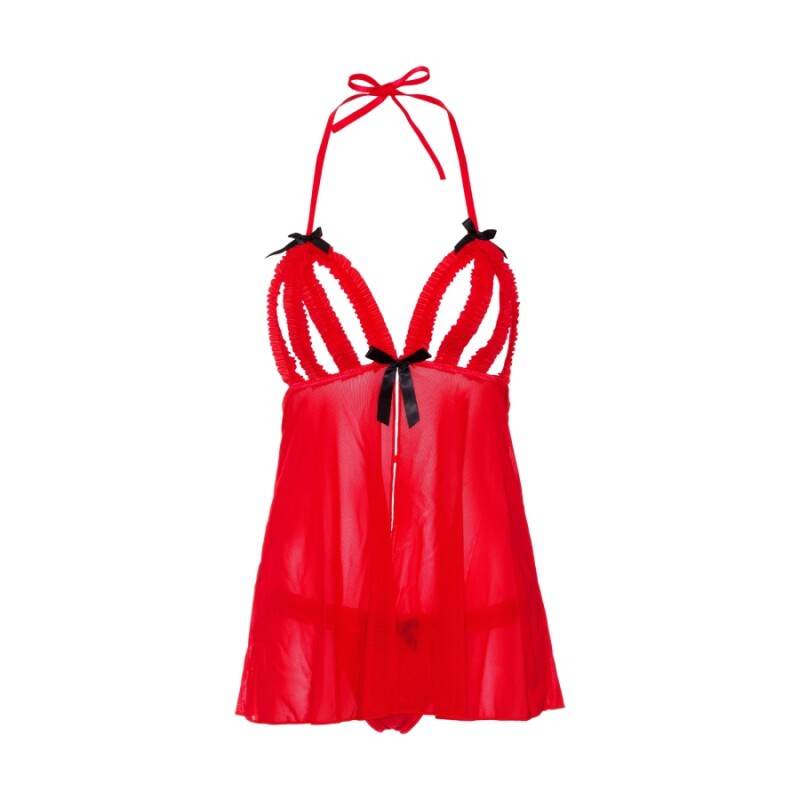 Бебідол та стрінги Daring Intimates з рюшками, червоні, S-M - Зображення 4