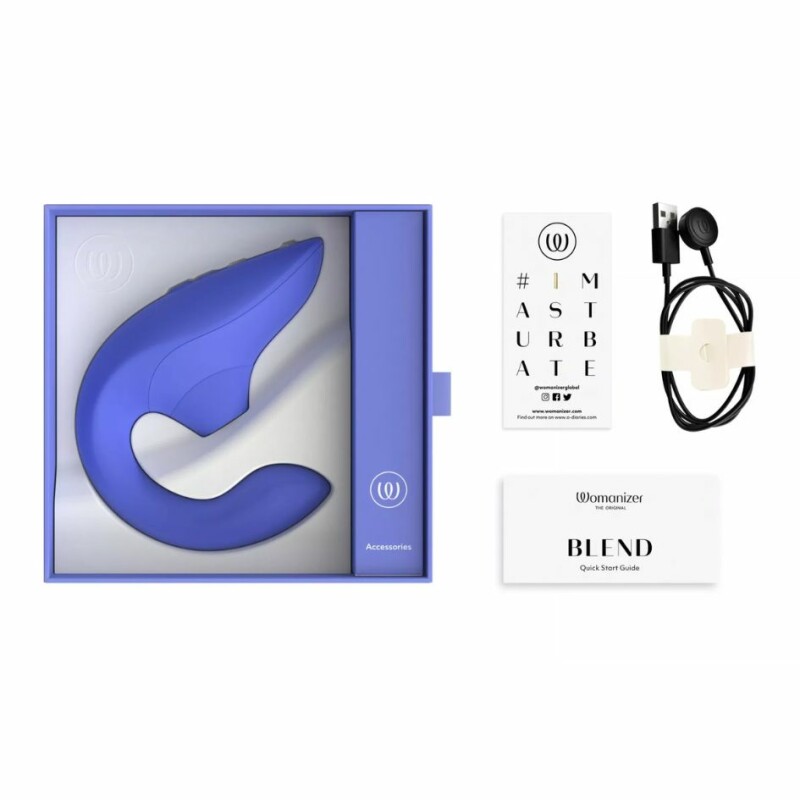 Вібратор-стимулятор подвійний Womanizer Blend Vibrant Blue для точки G і клітора, вакуум і вібрація, блакитний - Зображення 5
