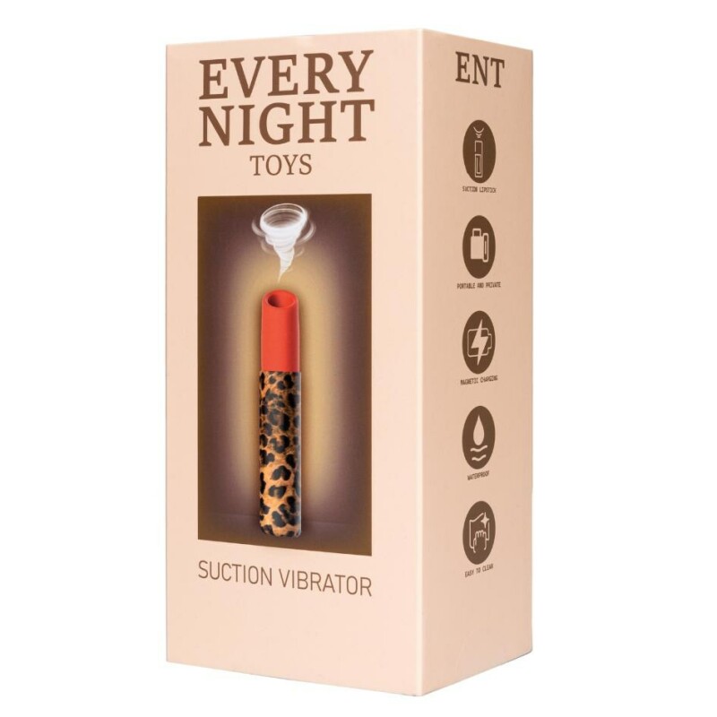 Вакуумний стимулятор клітора Every Night Toys у формі помади, з леопардовим принтом, оранжевий - Зображення 1