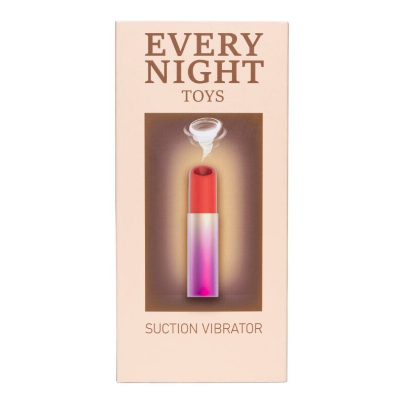 Вакуумний стимулятор клітора Every Night Toys в формі помади, в рожевому футлярі, червоний - Зображення 4