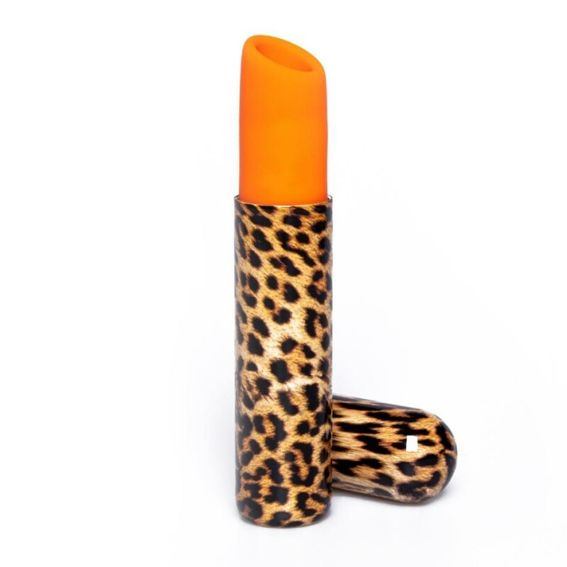 Вакуумний стимулятор клітора Every Night Toys у формі помади, з леопардовим принтом, оранжевий