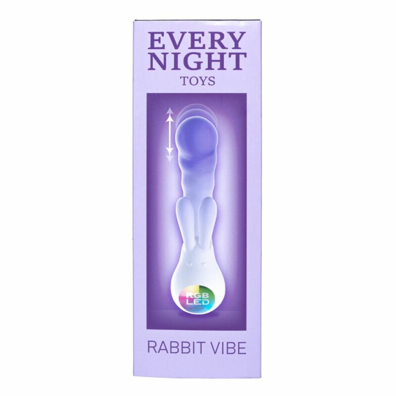 Вібратор-кролик зі світлодіодом Every Night Rabbit Vibe для точки G, фіолетовий, 19.3 х 4.8 см - Зображення 5