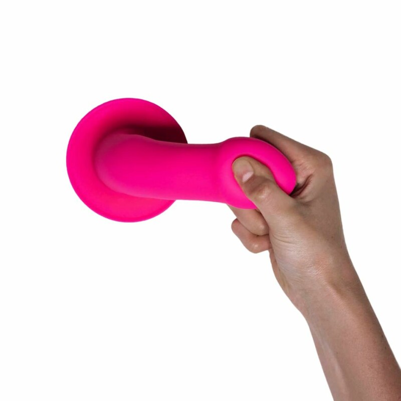 Фалоiмiтатор термореактивний Hitsens 2 Adrien Lastic подвійної щільності, на присосці, рожевий, 16.8 х 3.7 см - Зображення 3