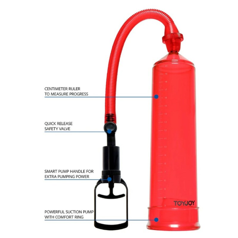 Вакуумна помпа для члена Toy Joy Power Pump механічна, червона, 23 х 5.5 см - Зображення 2