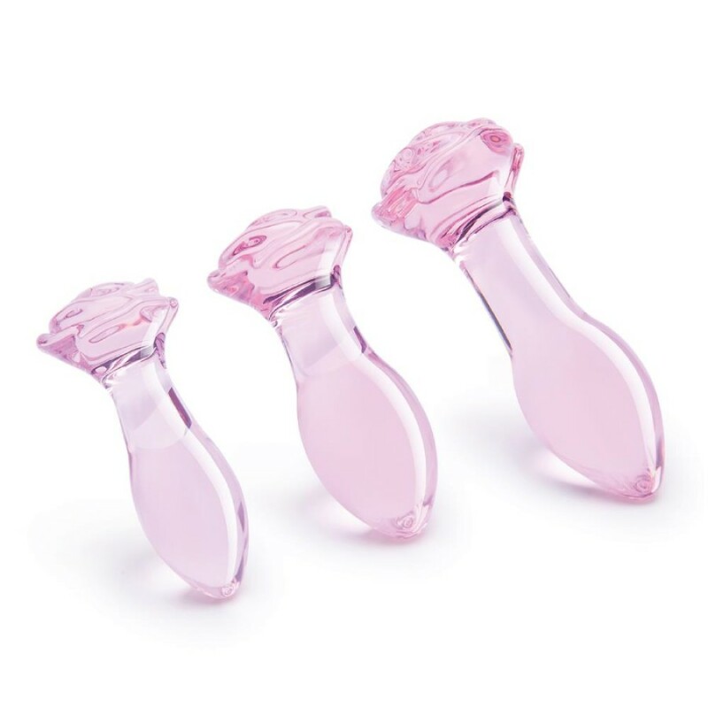 Набір анальних пробок Dreamtoys Rosebud скляний, рожевий, 3 шт - Зображення 1